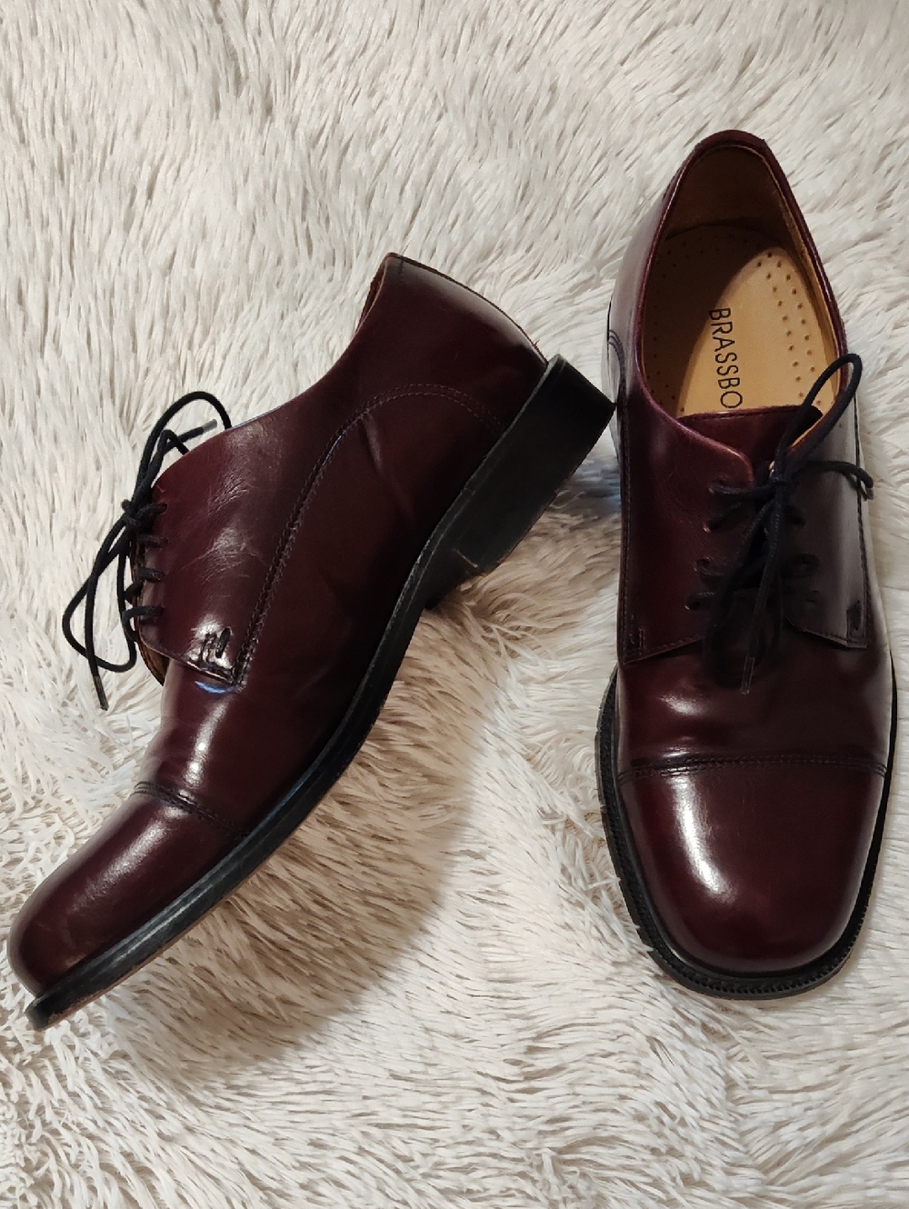 Brass Boot Mens Leather Cap Toe Oxfords Oxblood Florsheim Vero Cuoio Size 8.5